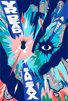 A colorful blue cover of a book, Yr Dead, by sam sax