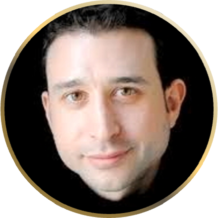 A close-up of a person, Jason Schneiderman, inside a gold ring