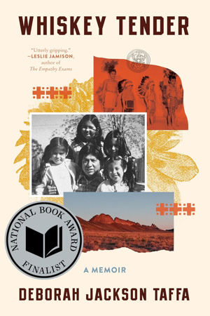 A book cover, Whiskey Tender, by Deborah Jackson Taffa, with pictures of Native North Americans