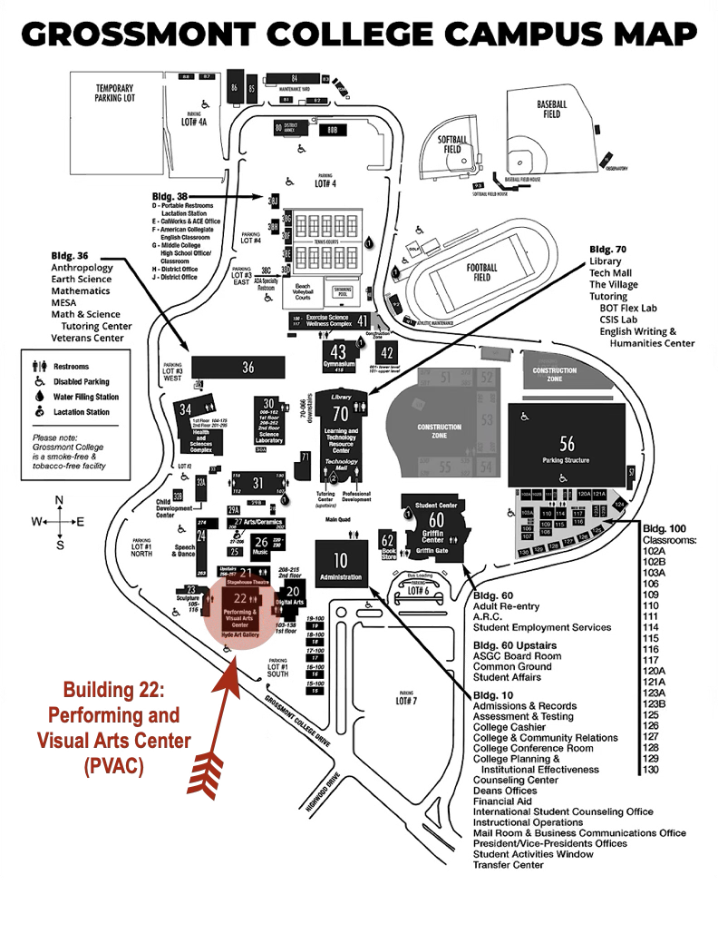 a campus map identifying LAF venues 