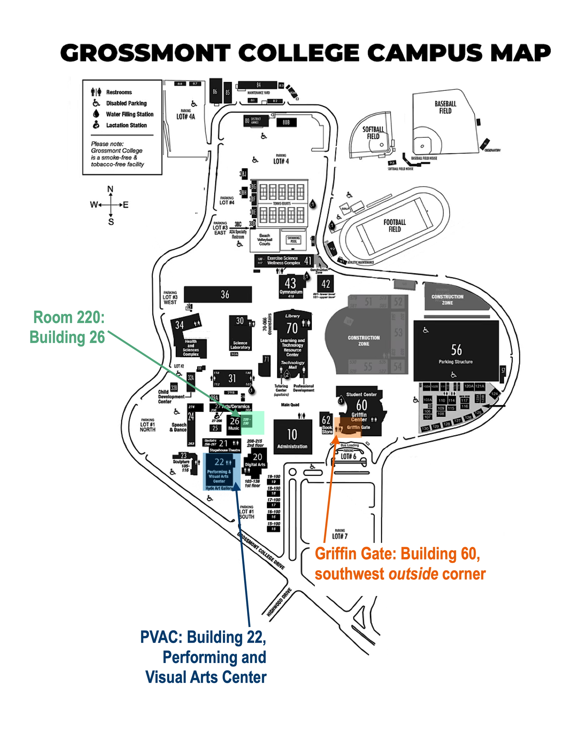 a campus map identify the venues for this year's LAF events