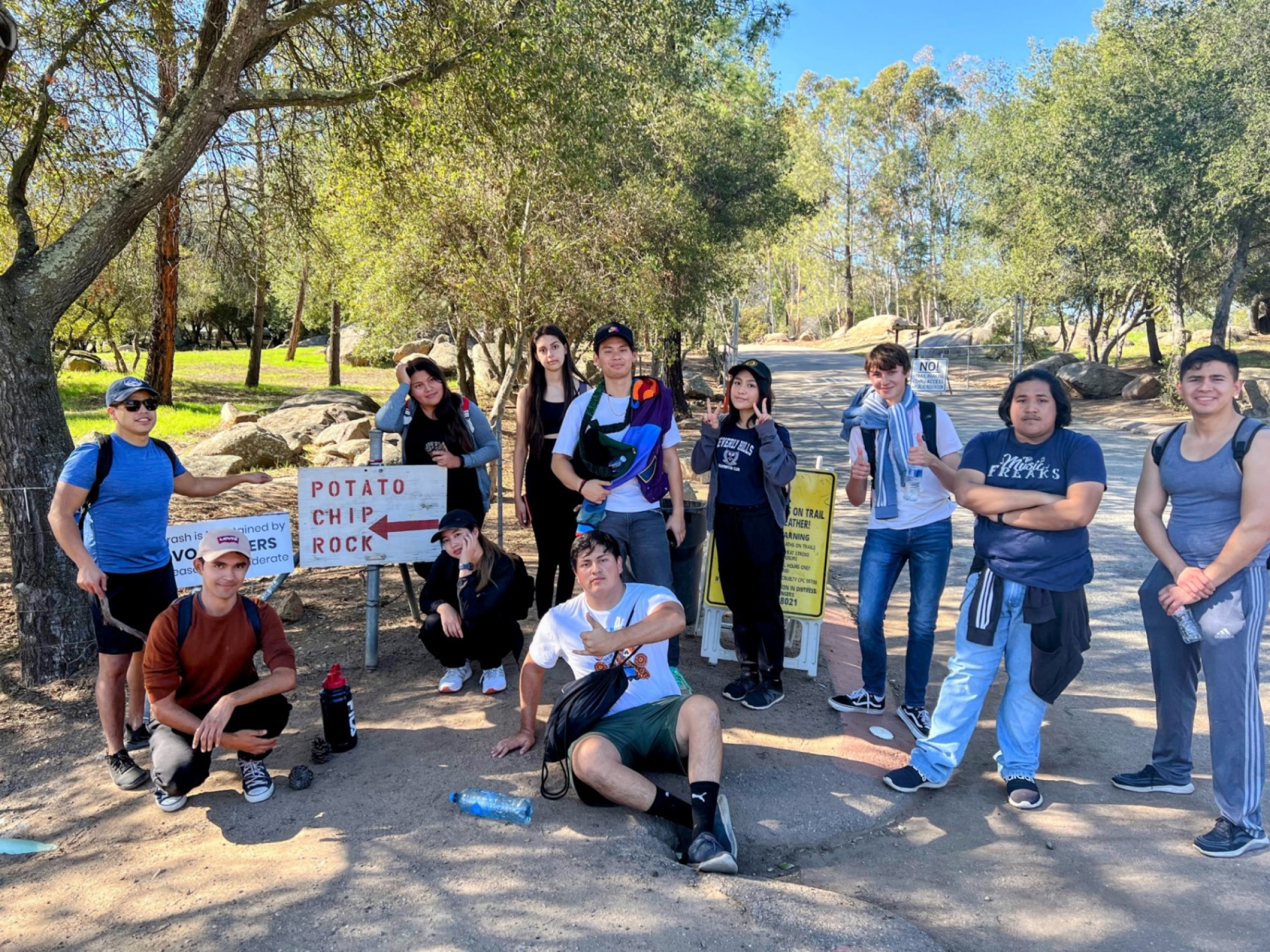 group of students about to hike potato chip rock