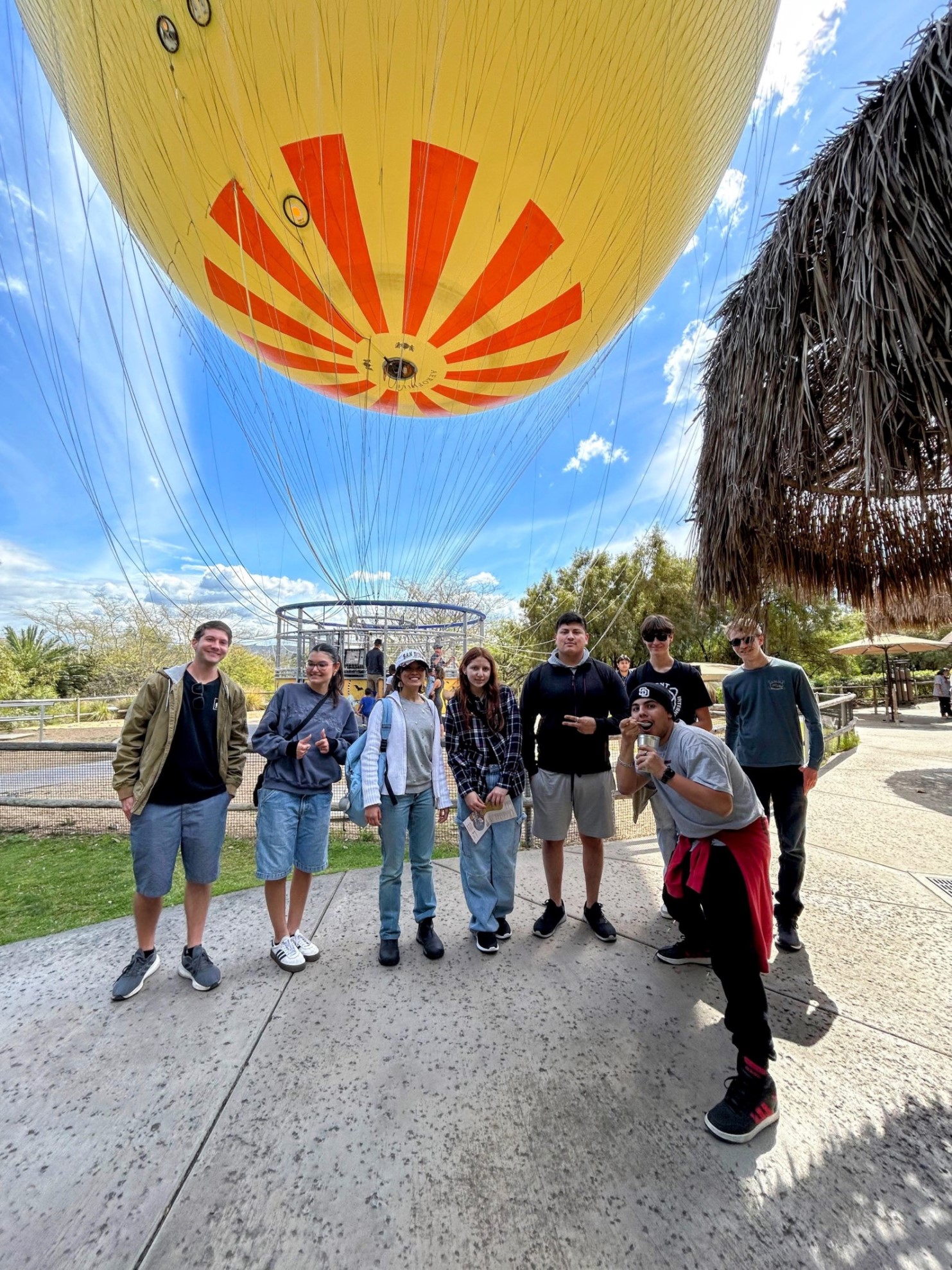 students under a balloon at the san diego zoo safari park