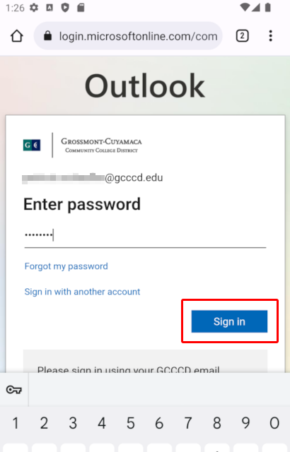 Screenshot of Password Entry