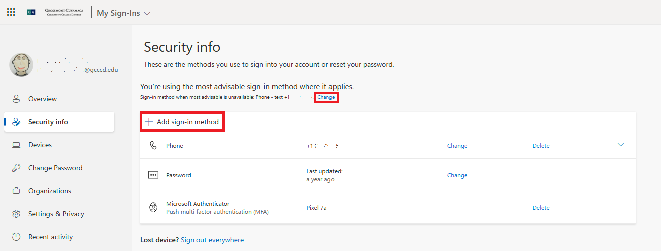 Change Security Settings for MFA Switch MFA to using phone number